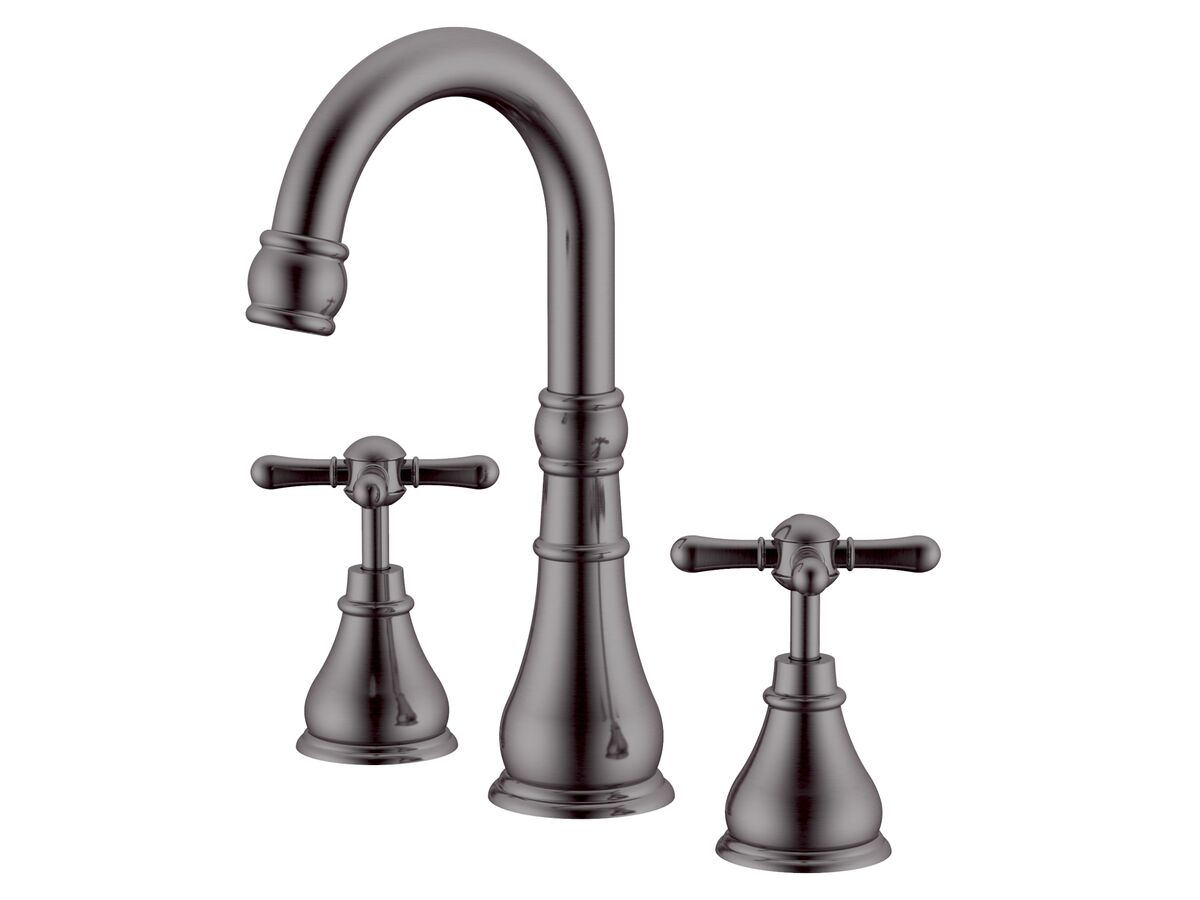 Milli Voir Basin Set Cross Handle Brushed Gunmetal (5 Star)