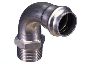 >B< Press Stainless Steel Male Elbow 90 Degree 15mm x 1/2""