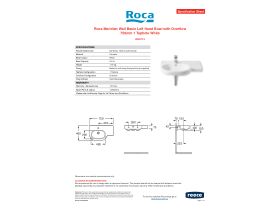 Specification Sheet - Roca Meridian Wall Basin Left Hand Bowl with Overflow 750mm 1 Taphole White