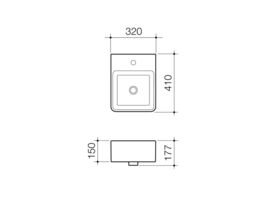 Caroma Cube Wall Basin 320mm 1 Taphole With Overflow White