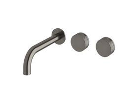Milli Pure Wall Bath Hostess System 200mm Right Hand with Diamond Textured Handles Brushed Gunmetal