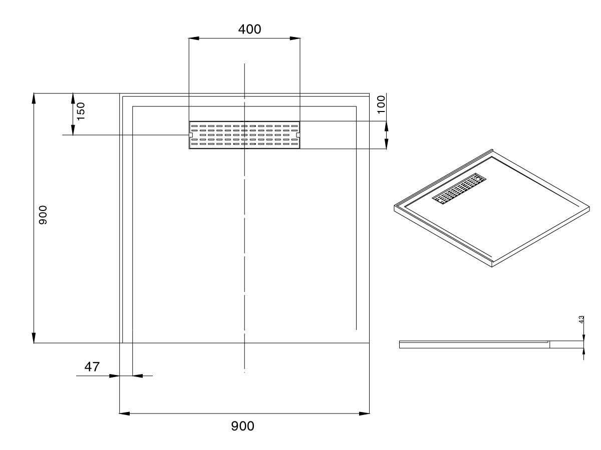 Posh Domaine MK2 Polymarble Shower Base 900x900 Right Hand Entry from Reece