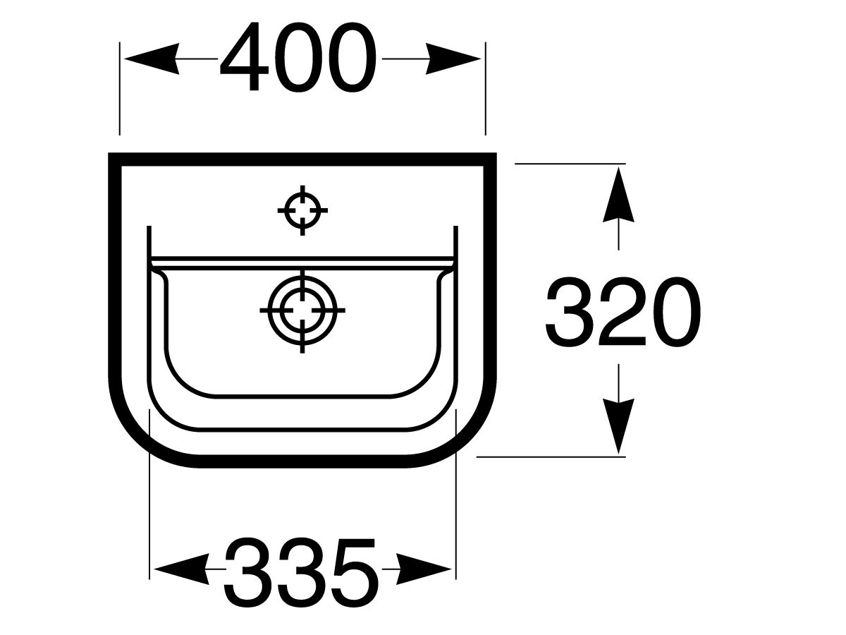 Roca The Gap Wall Basin 1 Taphole with Fixing Bolts 400 x 320mm White