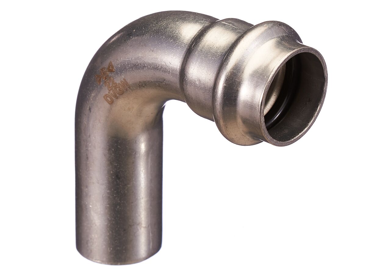 >B< Press Stainless Steel Elbow Plain End 90 Degree x 22mm