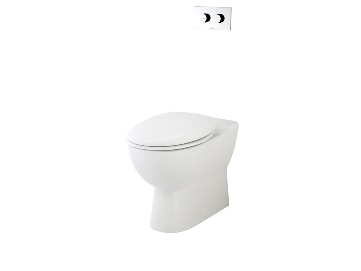 Leda Care Invisi II Wall Faced Toilet Suite with Caravelle Double Flap Seat White (4 Star)