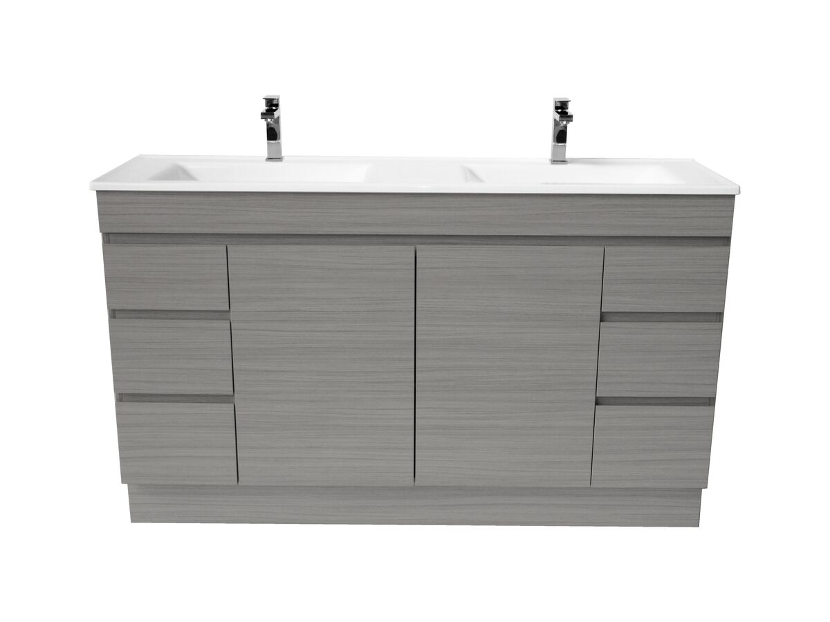 Espire 1500mm Vanity Unit with Kick Double Bowl 2 Door 6 Drawers Wave