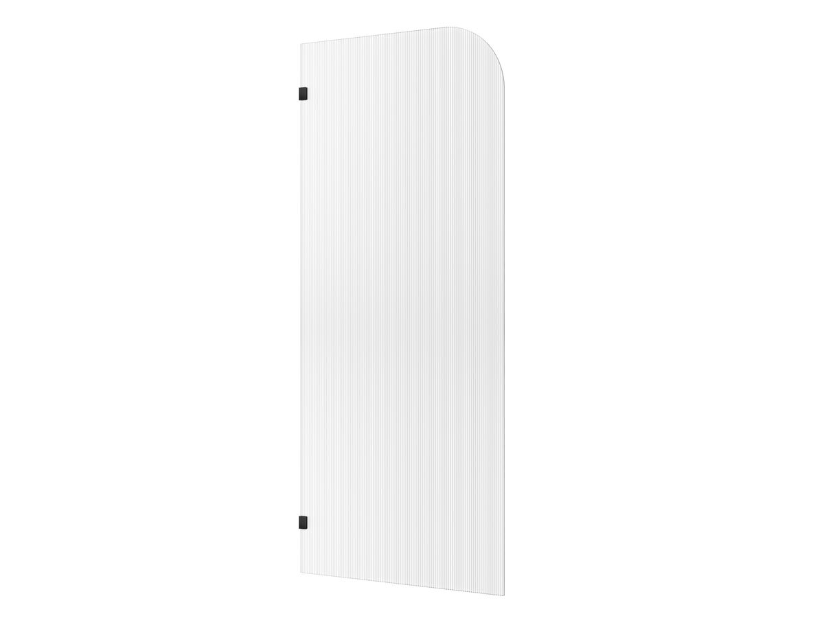 Hero - Kado Lux Frameless Curved Left Fluted Panel with Wall Clips 900mm Matte Black