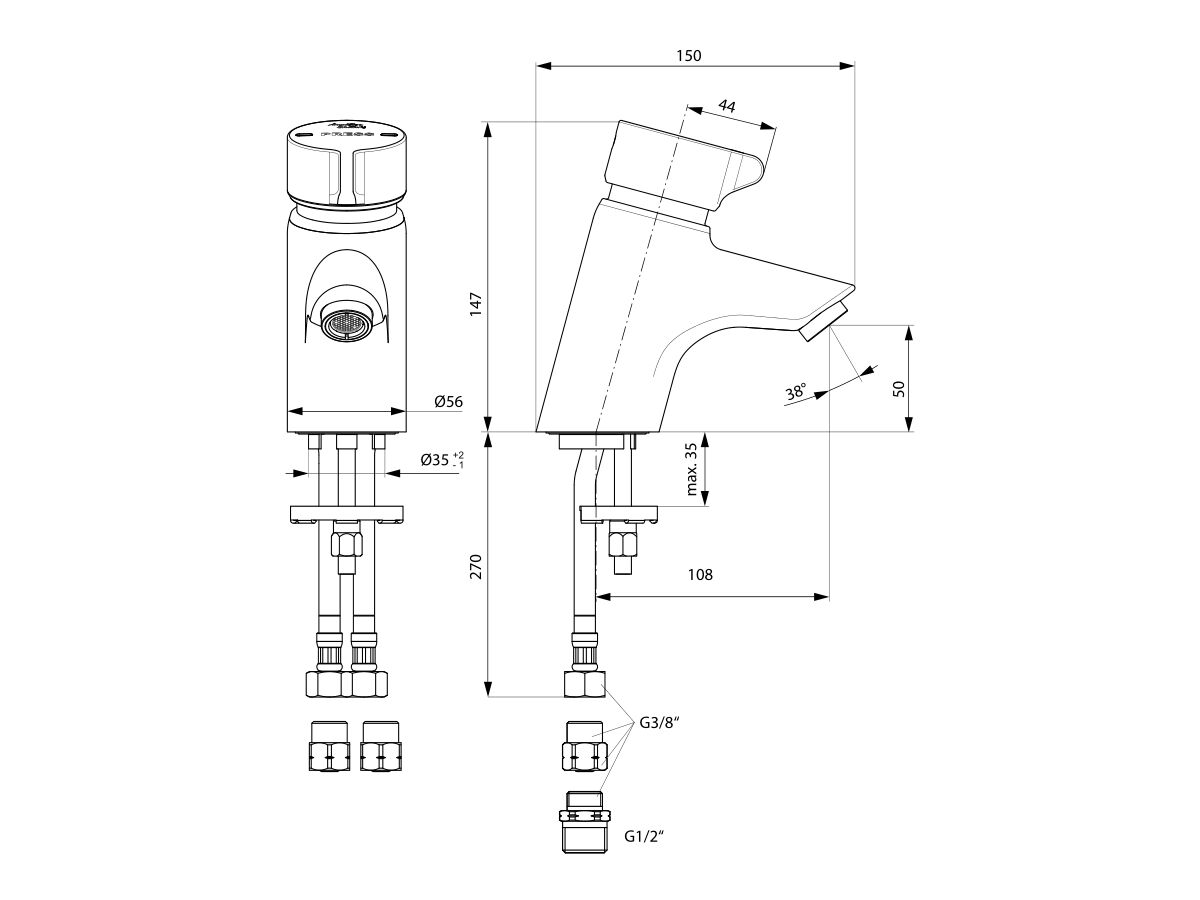 Armitage Shanks Avon 21 Self Closing Mixer (6 Star)