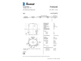Technical Specifications - Tecumseh Compressor 2hp R22 MHBP FH5524E TUBE