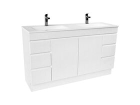 Espire Double Bowl Vanity Unit with Kick Wave Top 2 Door and 6 Drawer 1500mm White