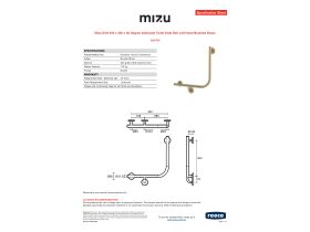 Specification Sheet - Mizu Drift 450 x 450 x 90 Degree Ambulant Toilet Grab Rail Left Hand Brushed Brass
