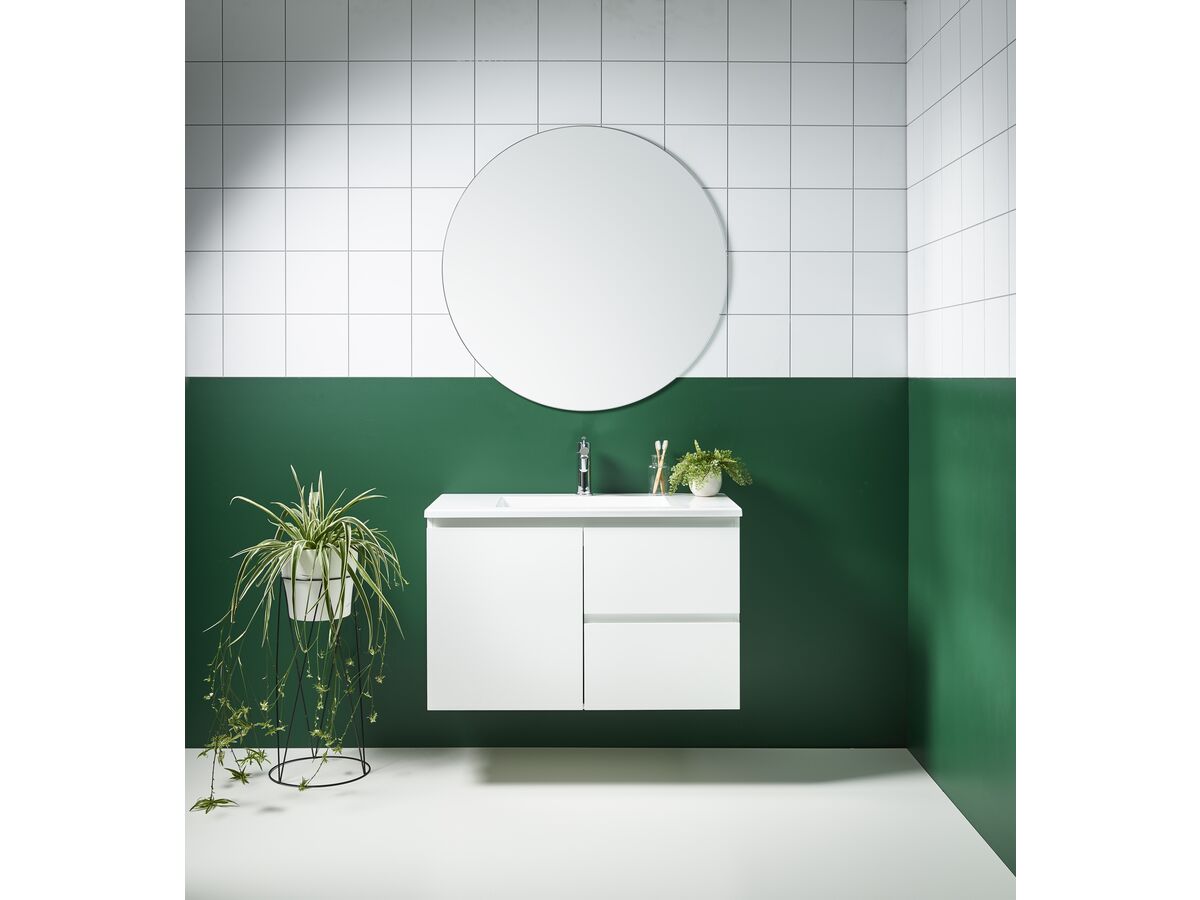 Posh Domaine 900mm Wall Hung Vanity Unit Conventional Centre Basin Acrylic Top from Reece