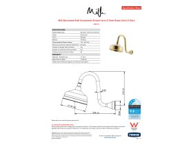 Specification Sheet - Milli Monument Edit Gooseneck Shower Arm & Rose Brass Gold (3 Star)