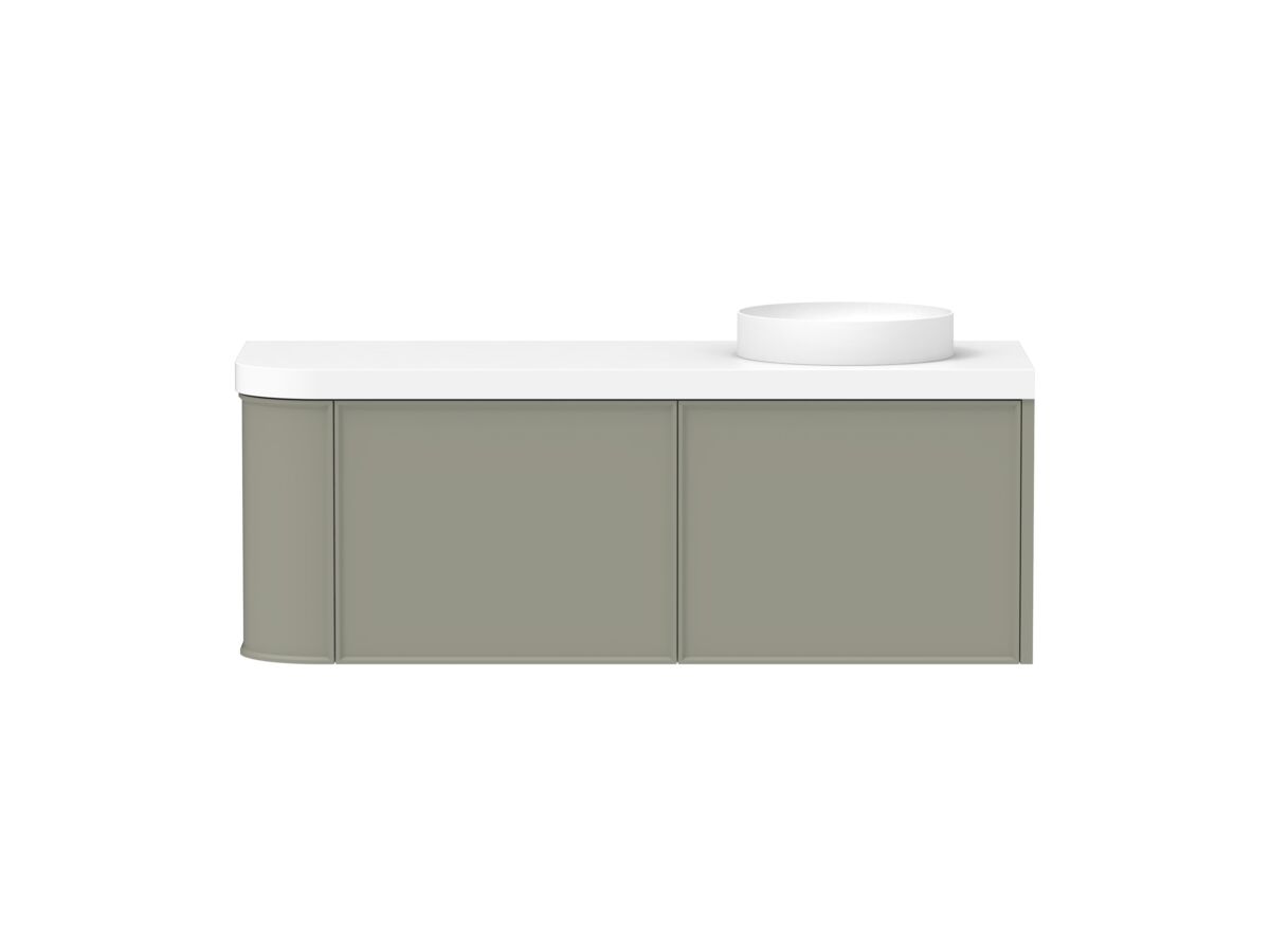 Kado Era 50mm Durasein Statement Top Single Curve All Drawer 1350mm Wall Hung Vanity with Right Hand Basin