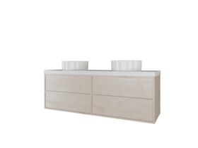 Kado Aspect Wall Hung Vanity Unit 1500mm Double Bowl 4 Drawer Corian 50mm Top