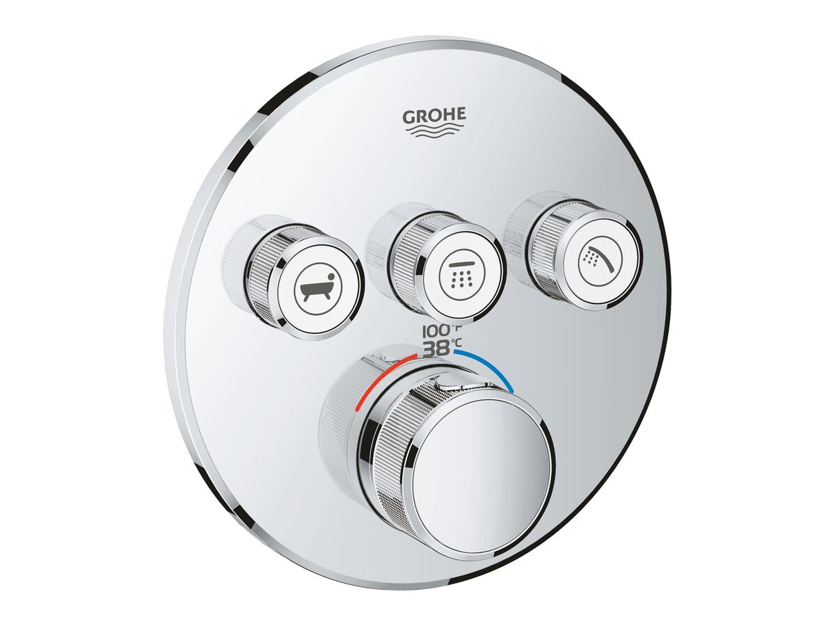 GROHE SmartControl Concealed Thermostat 3 Button Round Chrome