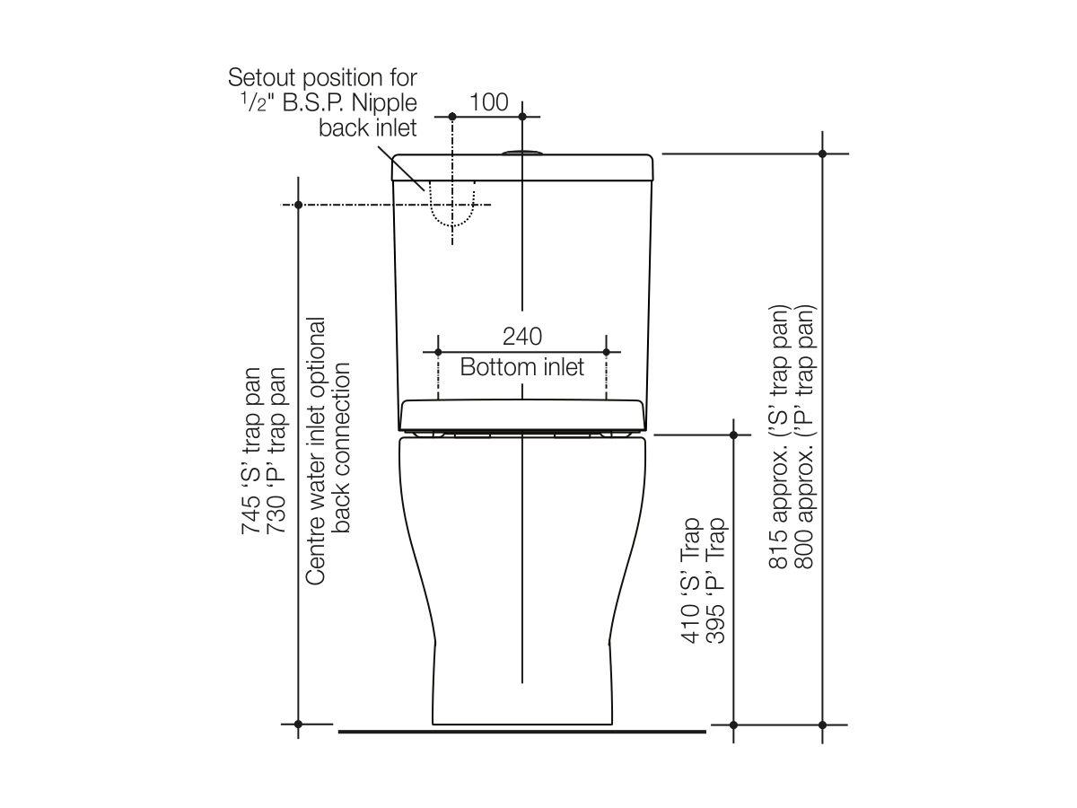 Caroma Luna Cleanflush Close Coupled P Trap Back Entry Toilet Suite White (4 Star) from Reece
