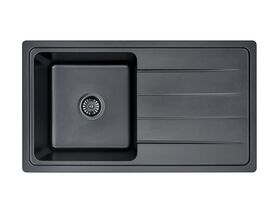 Memo Hugo Single Bowl Sink Reversible (With or Without Taphole) with Drainer Granite Black