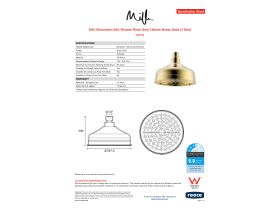 Specification Sheet - Milli Monument Edit Shower Rose Only 158mm Brass Gold (3 Star)