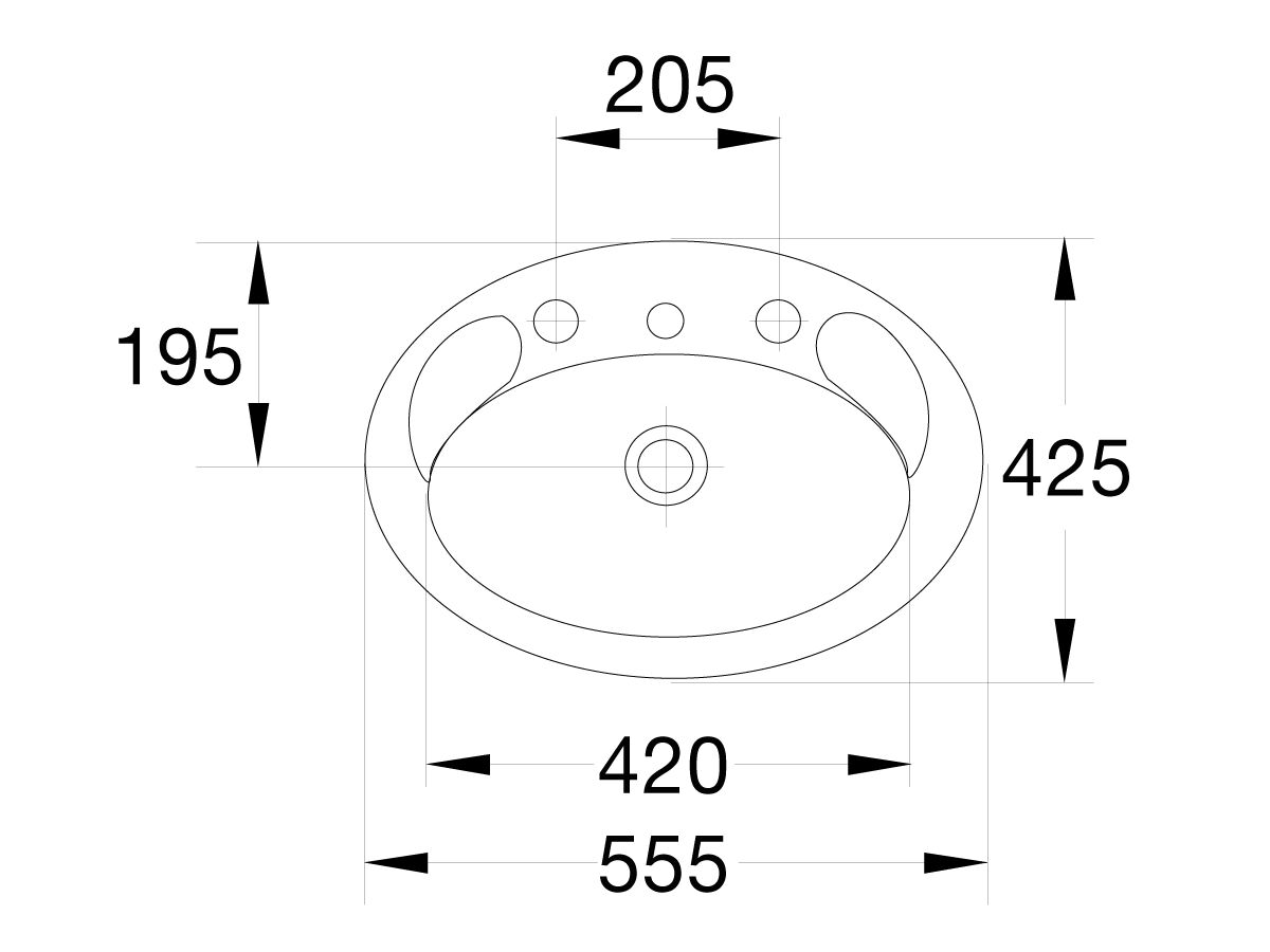 American Standard Studio Vanity Basin with Fixing Kit 3 Tapholes White
