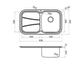 AFA Flow Single Bowl Undermount/Inset Sink Right Hand Bowl 1 Taphole 838 x 490mm Stainless Steel