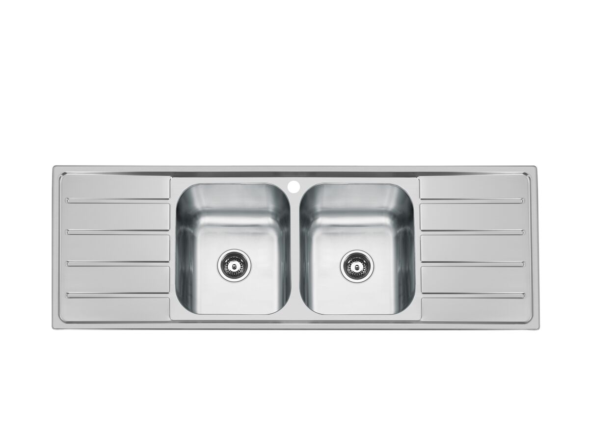 Web 1200x900 Posh Solus Mk3 Double Bowl Double Drainer Sink 1 Taphole Stainless Steel 