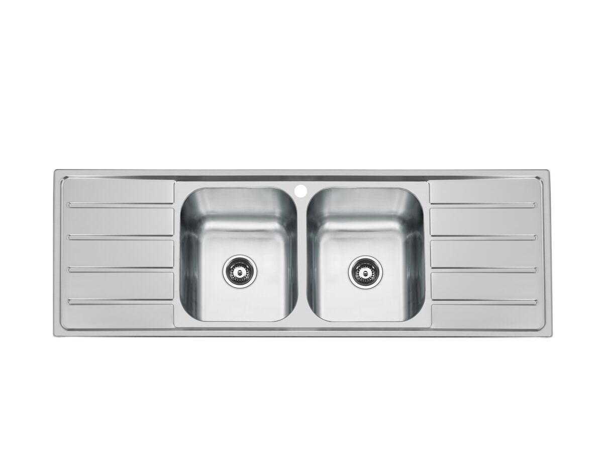 Posh Solus MK3 Double Bowl Double Drainer Sink 1 Taphole Stainless