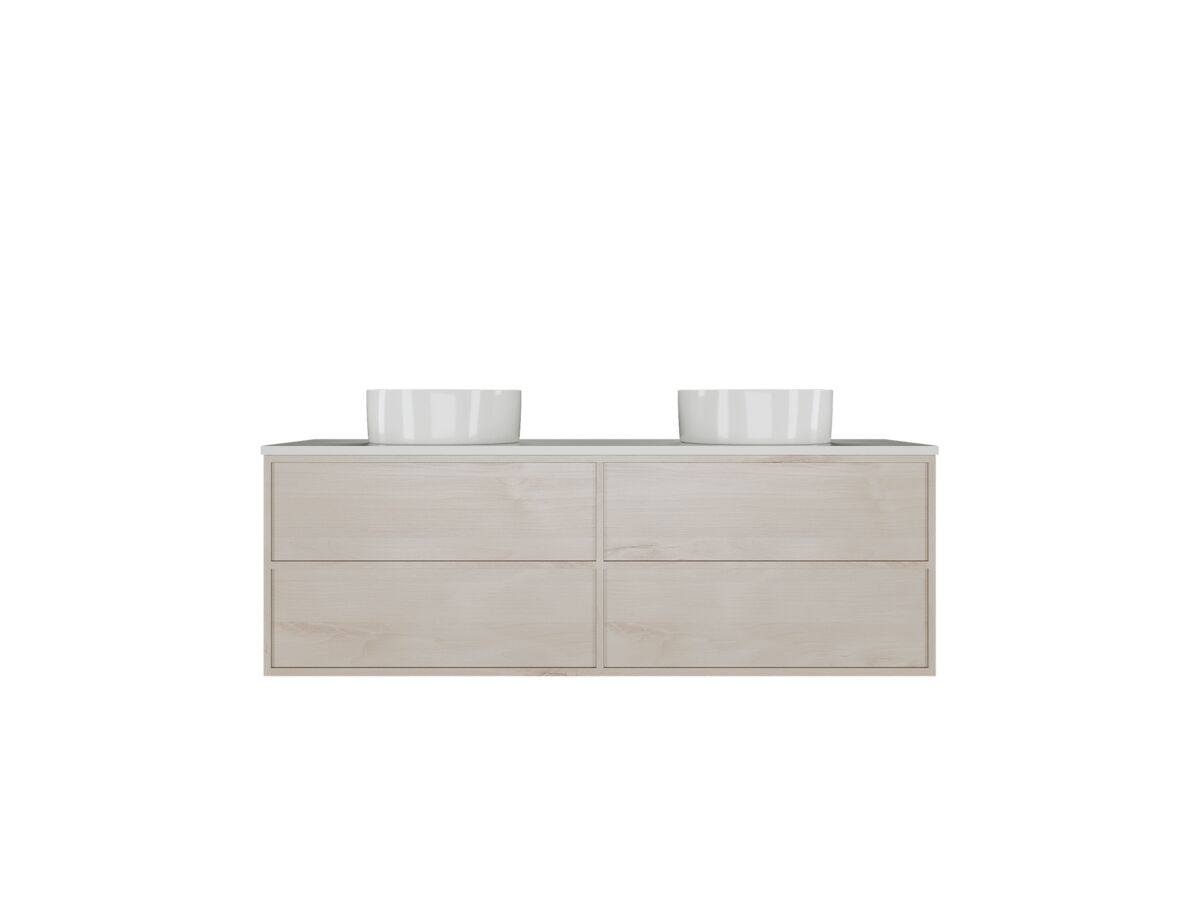 Kado Aspect Wall Hung Vanity Unit 1500mm Double Bowl 4 Drawer Corian 20mm Top