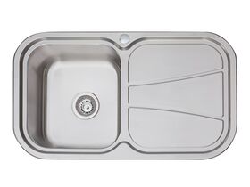AFA Flow Single Bowl Undermount/ Inset Sink Left Hand Bowl 1 Taphole 838 x 490mm Stainless Steel