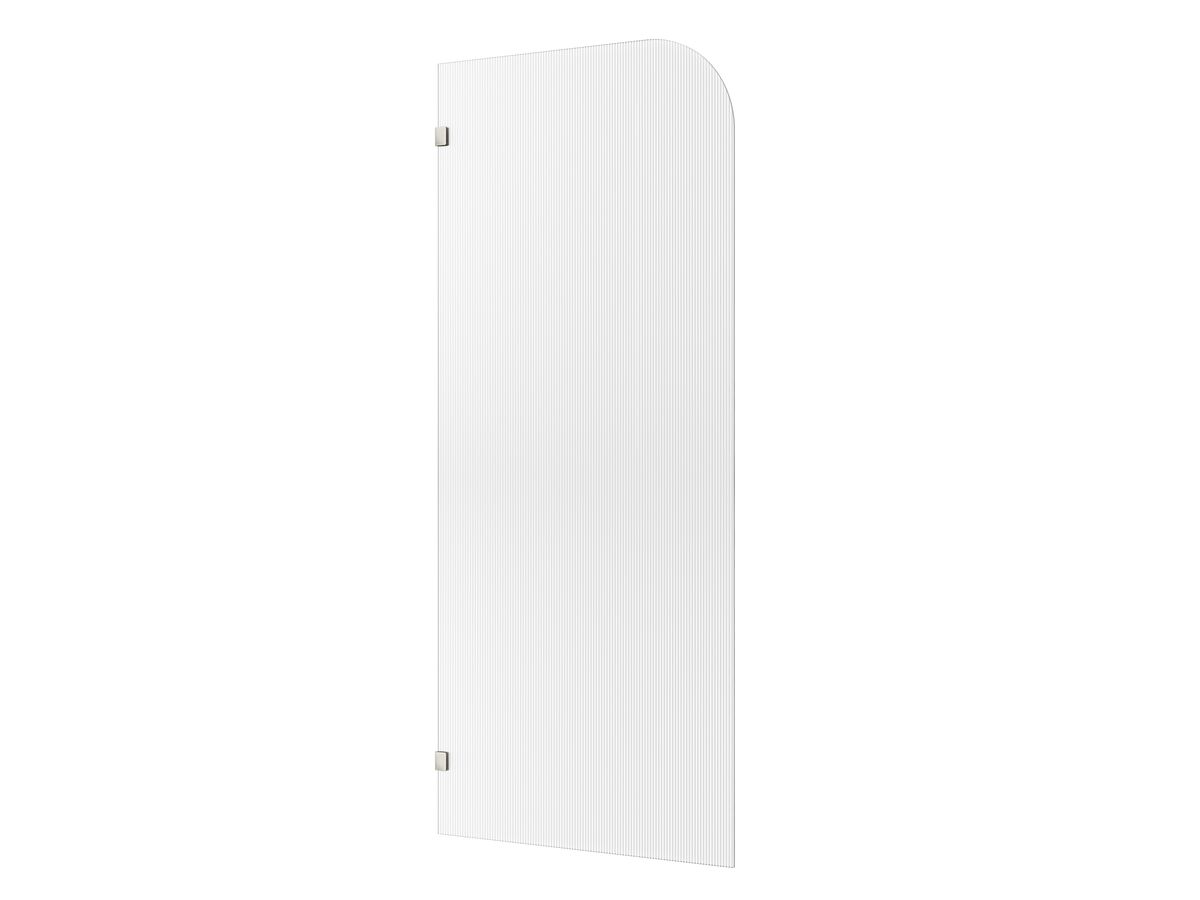Hero - Kado Lux Frameless Curved Left Fluted Panel with Wall Clips 900mm Brushed Nickel