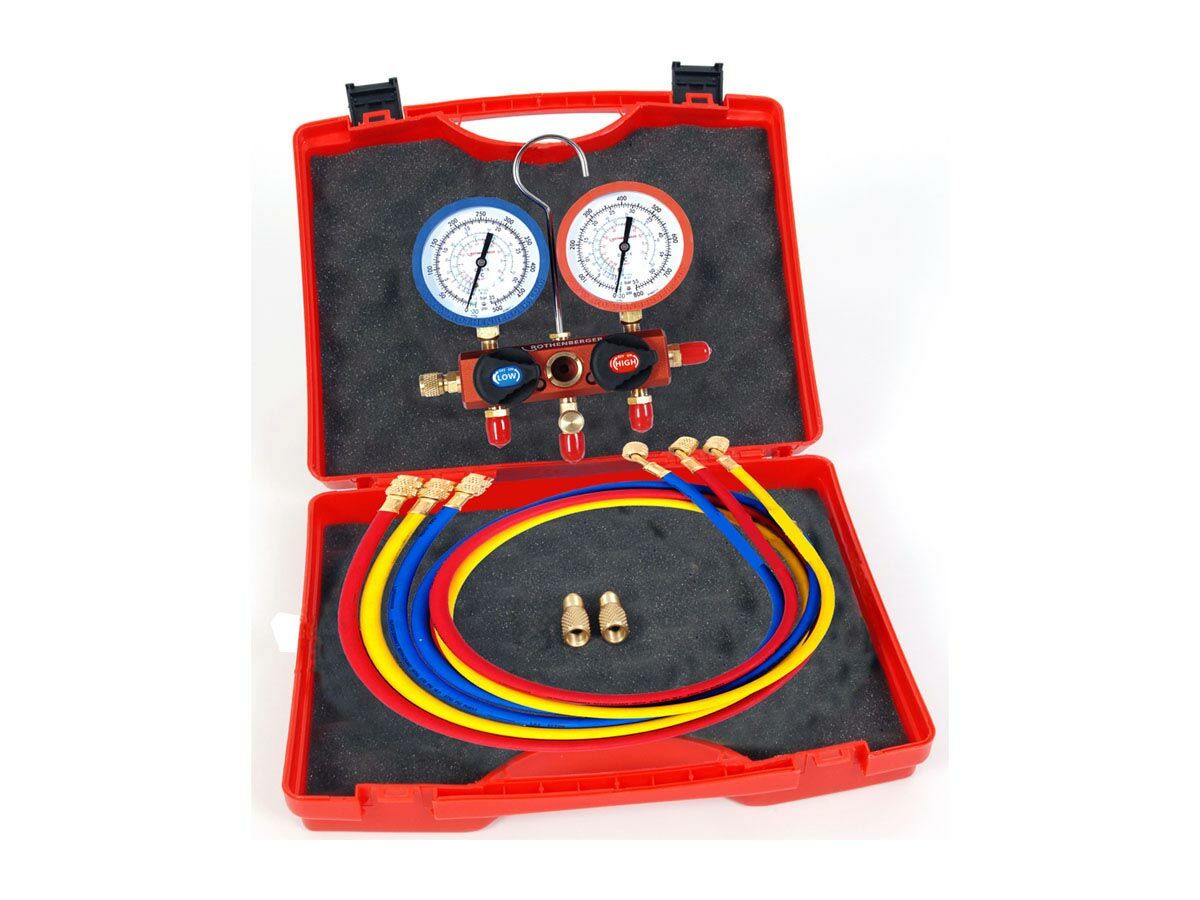 Rothenberger Manifold Kit 2 Way & Hoses R22 / R410 KPA from Reece
