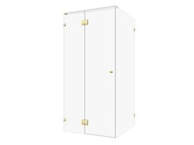 Hero - Kado Lux Frameless Enclosure with Wall Clips 1000 x 1000mm Brushed Brass
