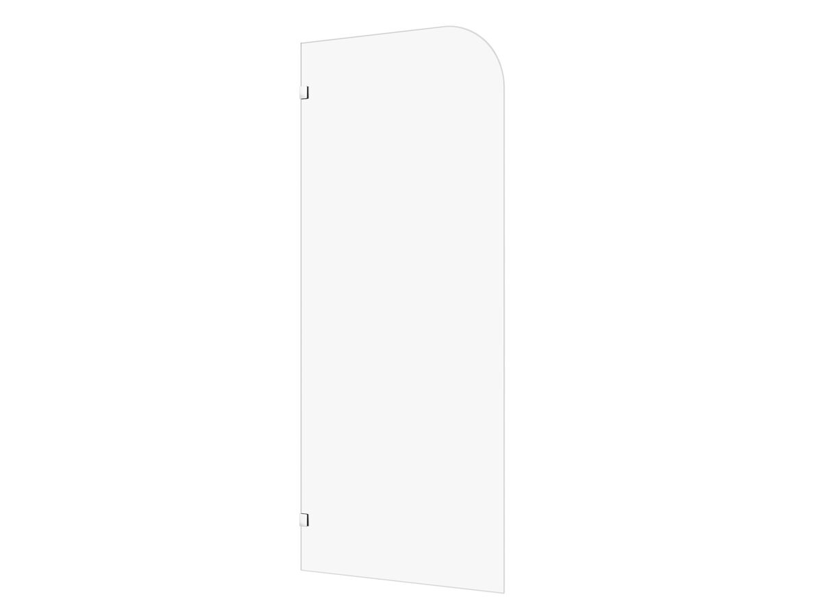Hero - Kado Lux Frameless Curved Panel with Wall Clips Clear Glass 900mm Chrome