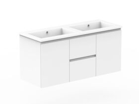 Posh Domaine Conventional 1200mm Double Bowl Wall Hung Vanity Cast Marble Top