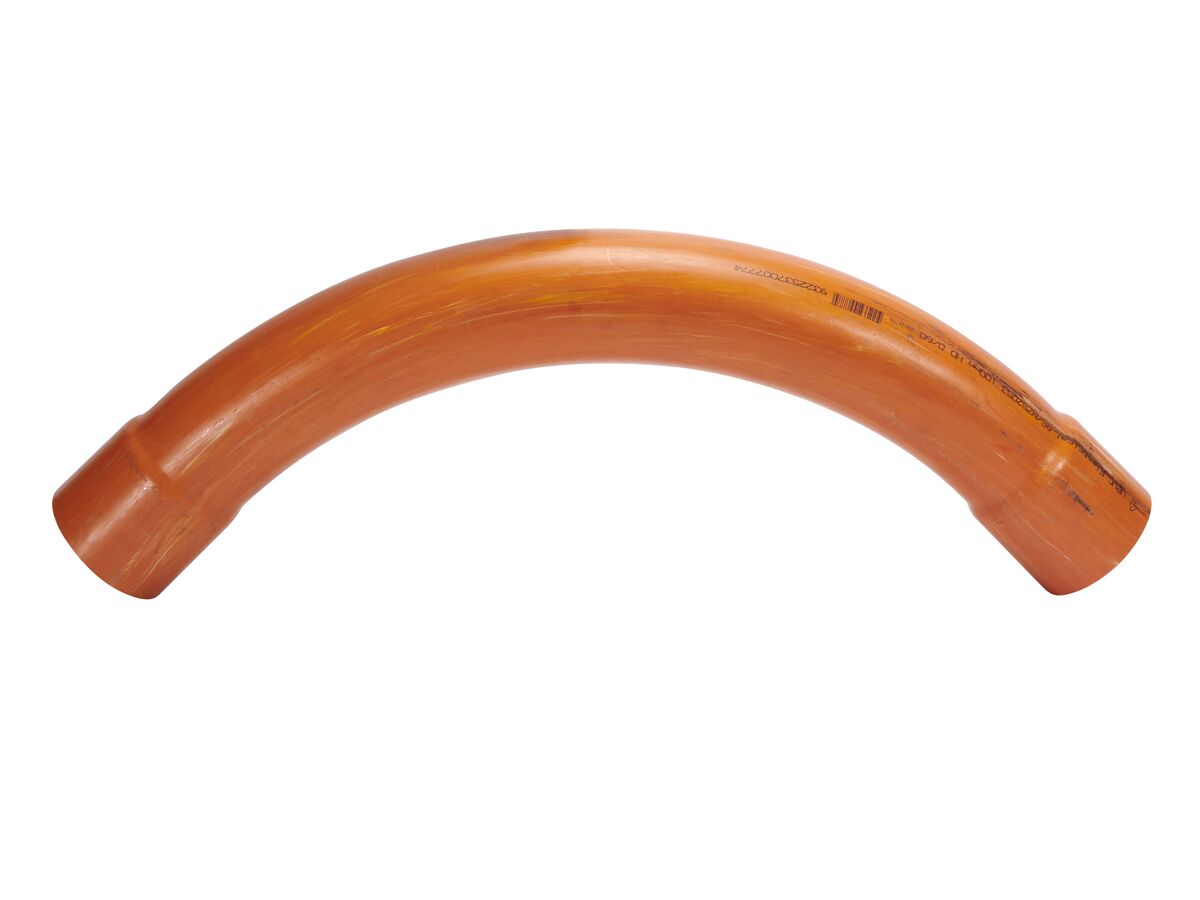90 Degree Heavy Duty Orange Conduit Long Radius Bend Solid 100mm