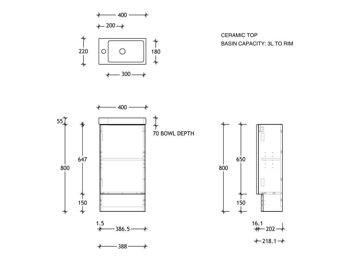 Posh Domaine Plus 400mm Mini Floor Mount Vanity Unit Ceramic from Reece