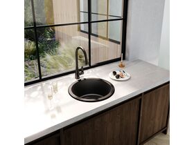Memo Freya Round Sink No Taphole Granite Black