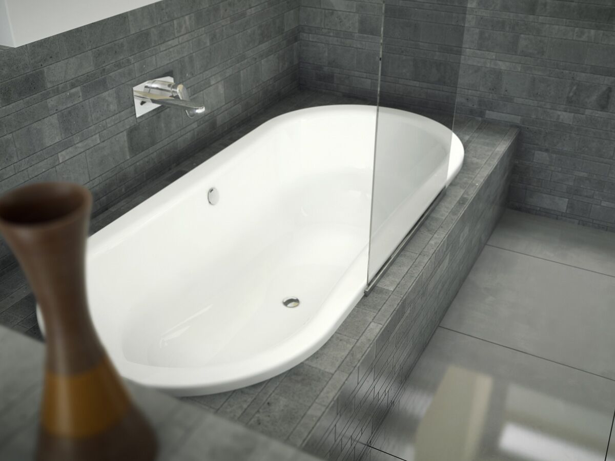 Roca Duo Plus Oval Inset Bath 1800x800mm Chrome Overflow, White from Reece