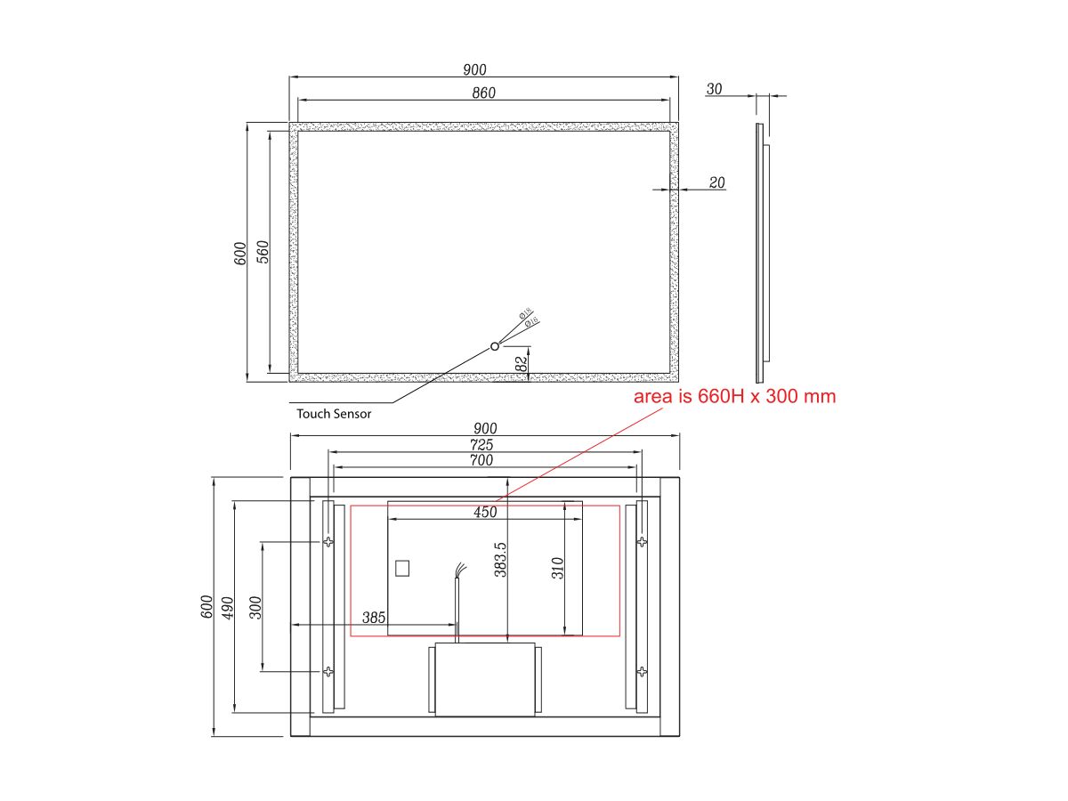 Kado Aspect 600mm x 900mm Rectangle LED Mirror from Reece