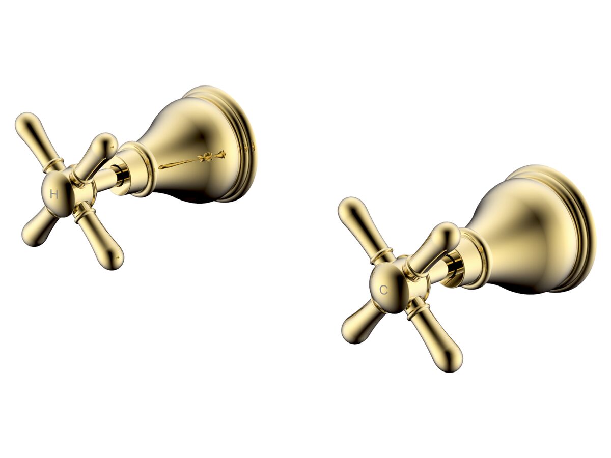 Milli Voir Wall Top Assemblies Cross Handle Brass Gold