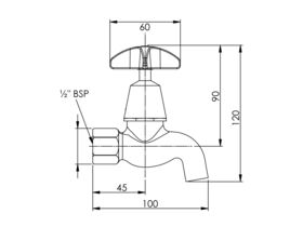 Enware Plain Bib Female Cam Action Type 47 Spring Load 15mm Chrome (4 Star)