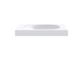 Kado Lussi 700mm Right Hand Basin with Overflow No Taphole Matte White Solid Surface