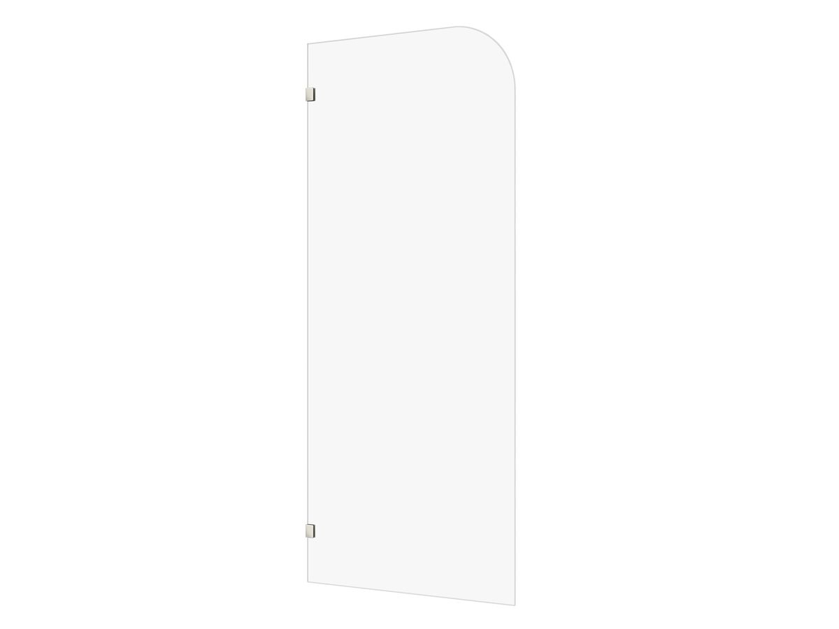 Hero - Kado Lux Frameless Curved Panel with Wall Clips Clear Glass 900mm Brushed Nickel