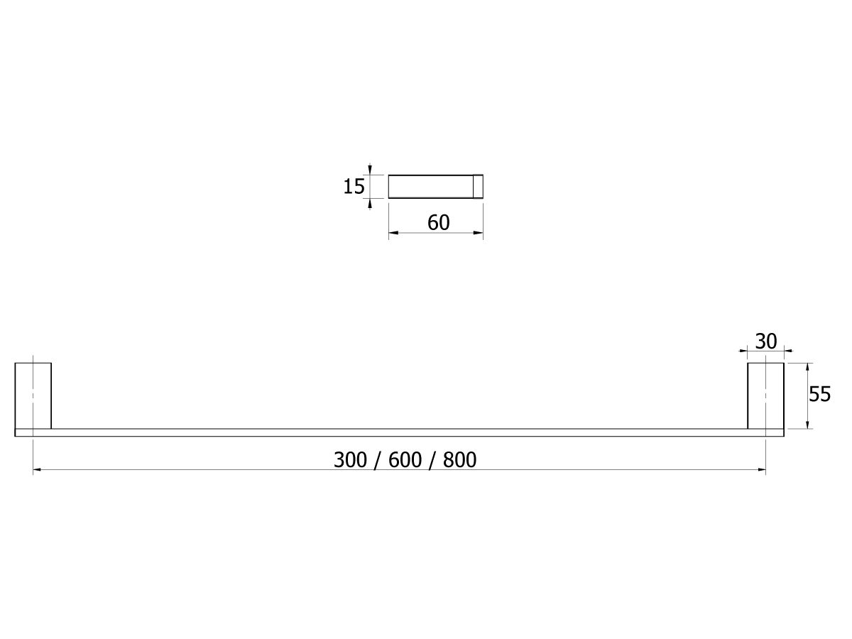 Milli Edge Single Towel Rail 600mm Chrome from Reece