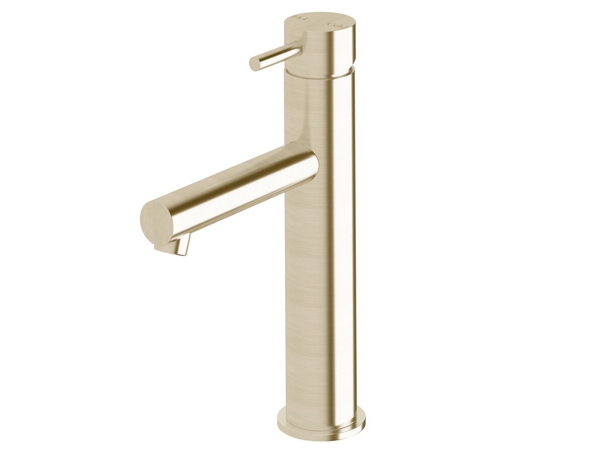 Scala Medium Basin Mixer Tap with 130mm Outlet LUX PVD Brushed Platinum Gold (5 Star)