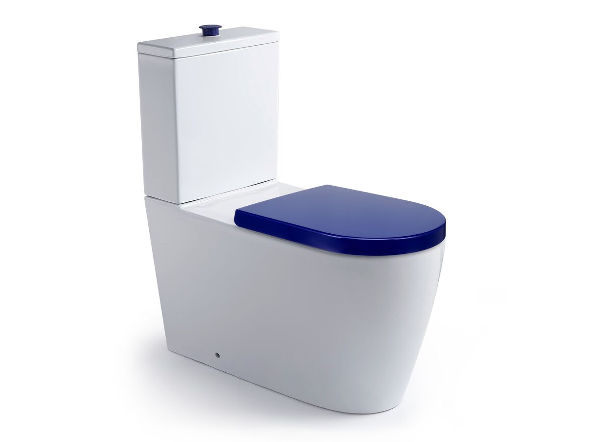 Wolfen Close Coupled Back to Wall Toilet Suite with Double Flap Seat 800mm Blue (4 Star)
