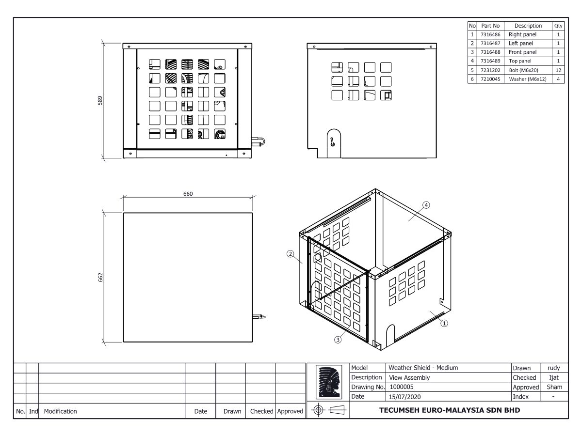 Tecumseh Medium Condensing Unit Cover 1000005 from Reece
