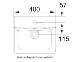 American Standard Concept Wall Basin with Fixing Bolts No Taphole 400mm White