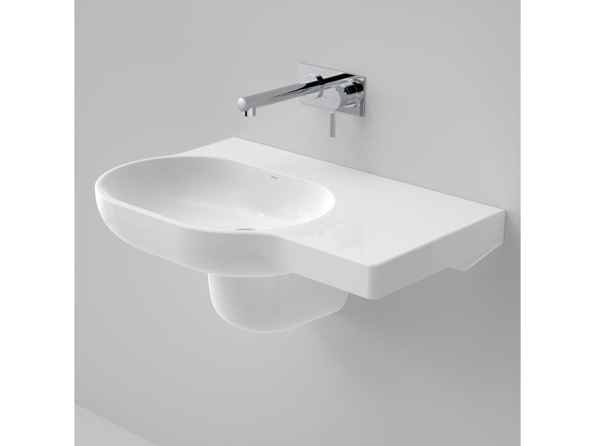 Caroma Opal Wall Basin Right Hand Shelf without Overflow No Taphole 720mm White