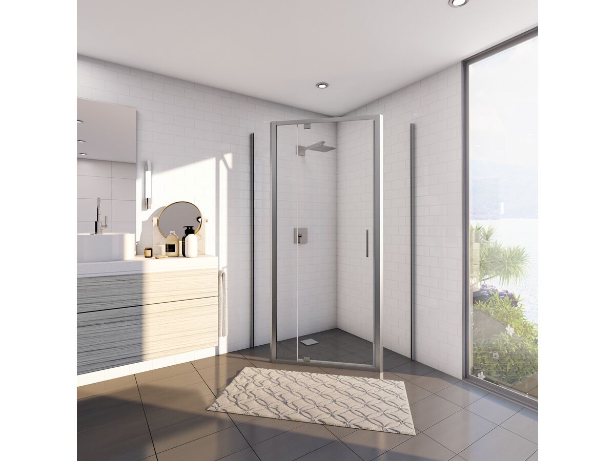 Posh Bristol Angled Shower Screen Rear Outlet 1000mm x 1000mm x 2000mm